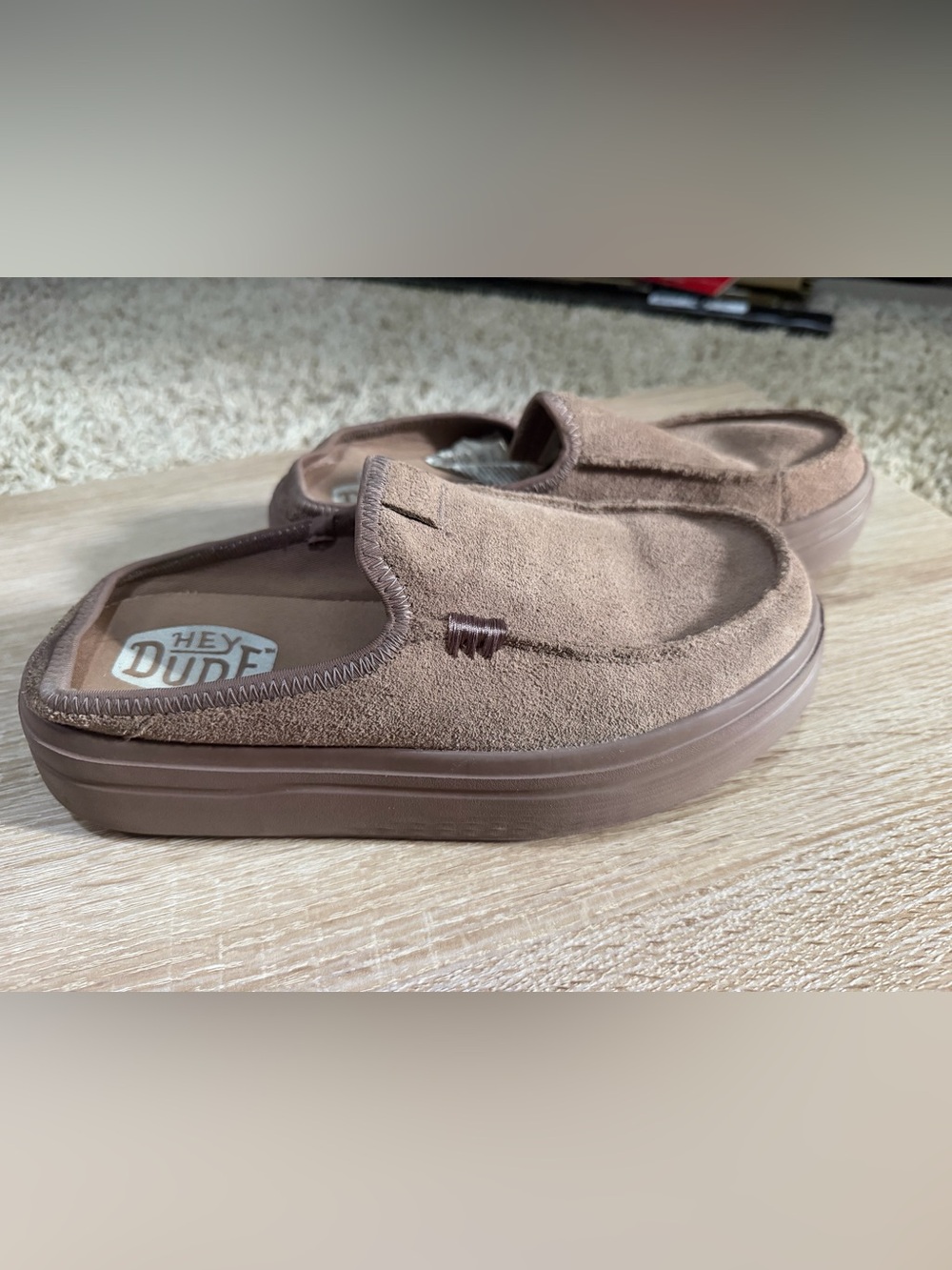 Hey Dude Women's Brown Suede Slip-On Mules- 8
